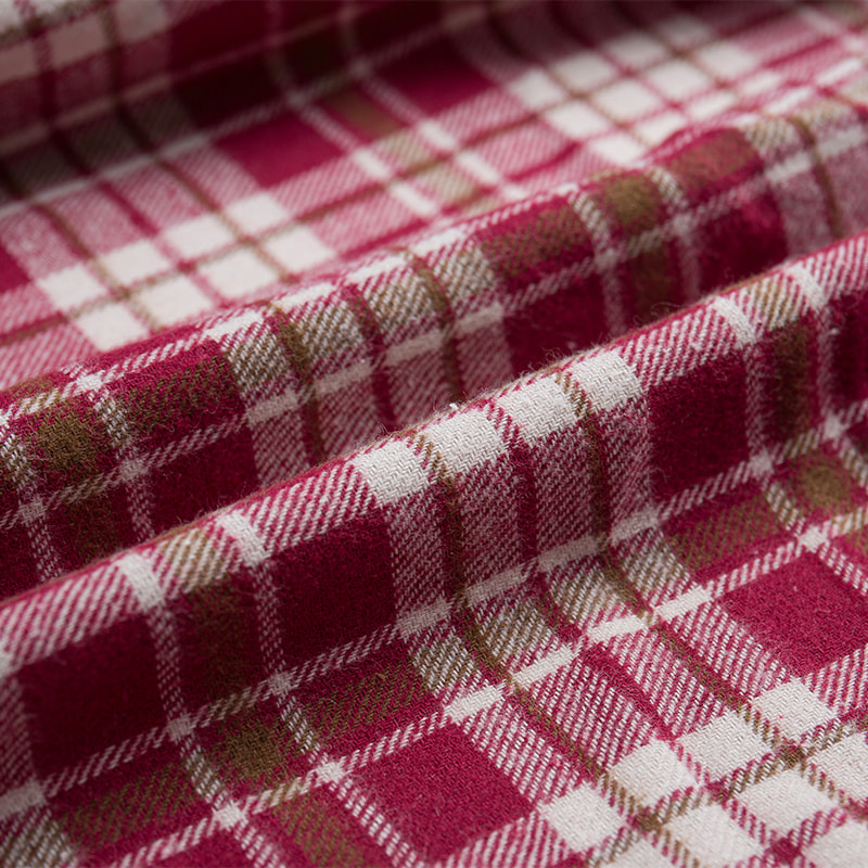 Breathable Brushed Cotton Check Fabric for Hoodie Lining